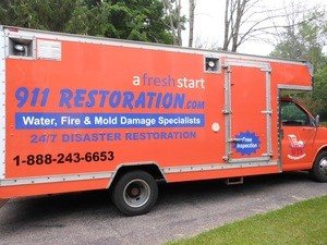 Water Damage Sugar Hill Box Truck Parked At Residential Job Location