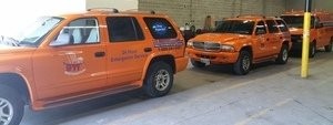 Water Damage and Mold Restoration Suvs At Warehouse